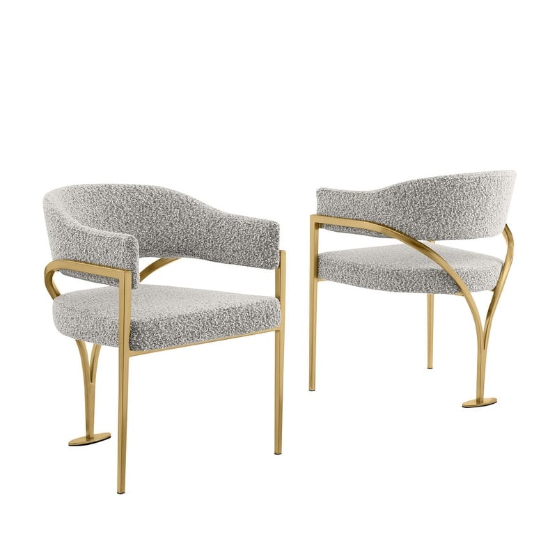 Best Quality Furniture Matte Brushed Gold Chrome Dining Chairs (Set of 2) - N/A