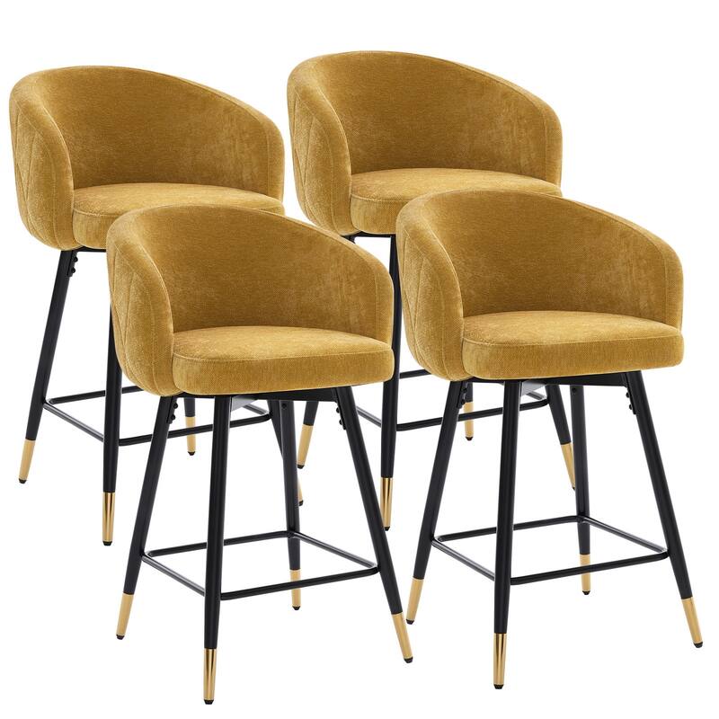 26" Counter Height Swivel Barstool with Arms and Metal Legs - 37"H x 22"W x 22"D