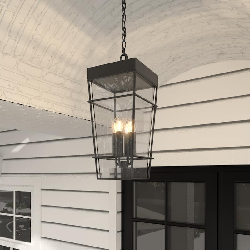 Acroma 3-Light Matte Black Outdoor Pendant Lantern