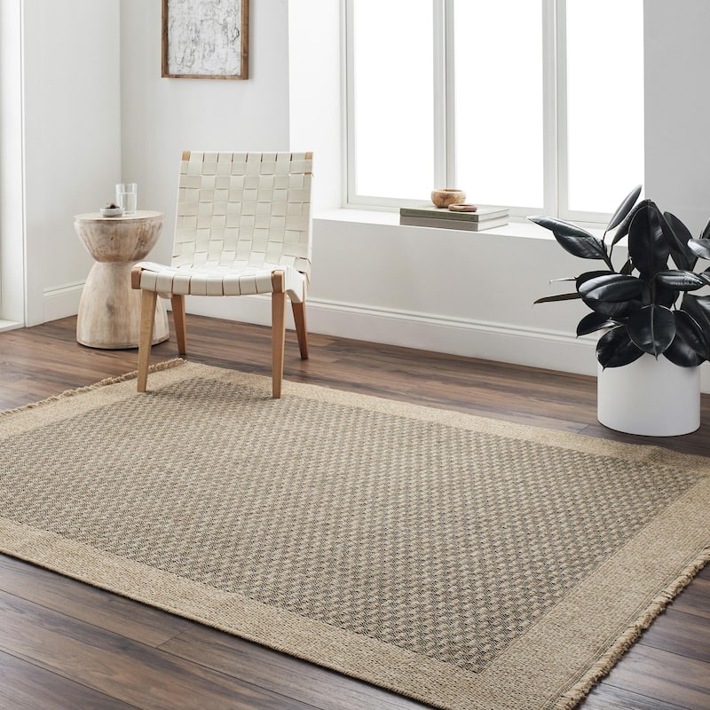 Livabliss Mirage Outdoor Country Area Rug - 3'11" x 5'7" - Tan/Black