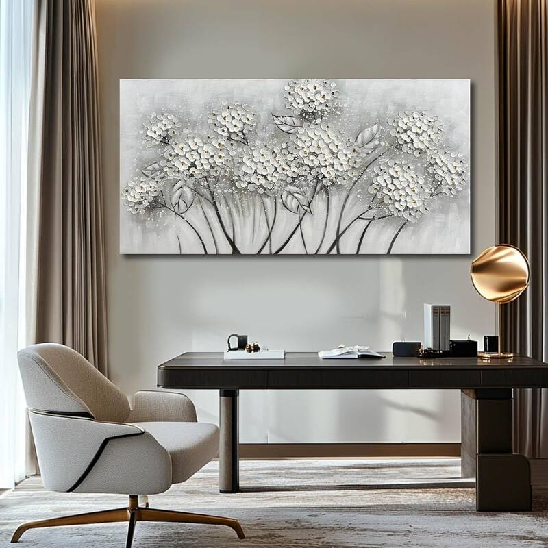 White Flower Wall Art- Canvas Print Art- Botanical Pictures