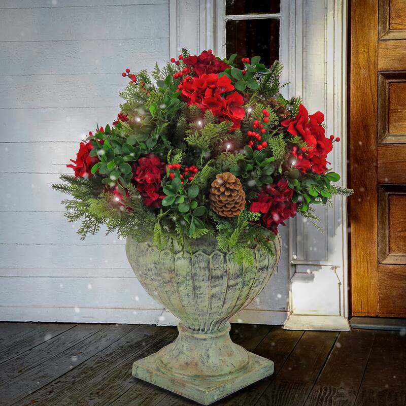 National Tree Company 28 in. Decorated Vienna Waltz Urn Filler with LED Lights - 28 in