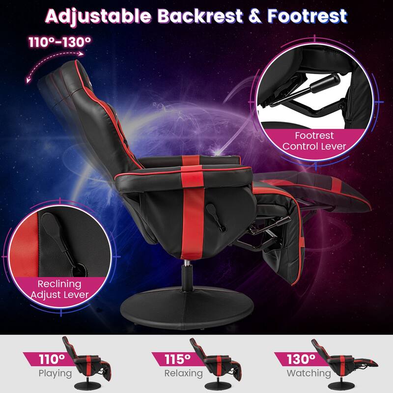Goplus Massage Gaming Recliner Height Adjustable Racing Swivel Chair - See Details