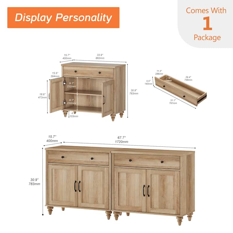 Farmhouse TV Stand for 75 inch TV, TV Console with Storage