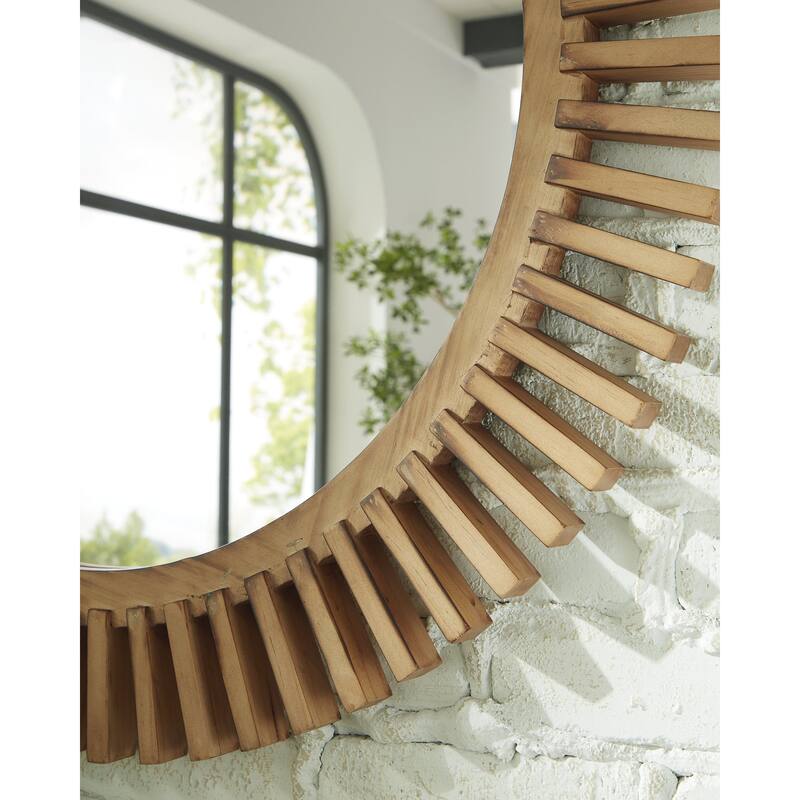 Signature Design by Ashley Tedwell Light Brown Accent Mirror - 32" W x 1" D x 32" H