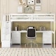 preview thumbnail 3 of 10, Wood Twin Loft Bed with Desk & Drawers, Staircase & Guardrails, White