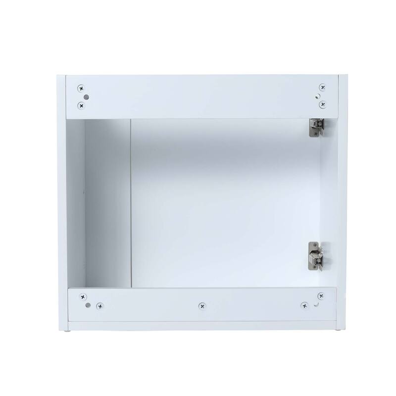 22 inch Plywood Wall-Mounted Bathroom Vanity in Grey Oak with Integrated Ceramic Sink in White with Soft Closing Door