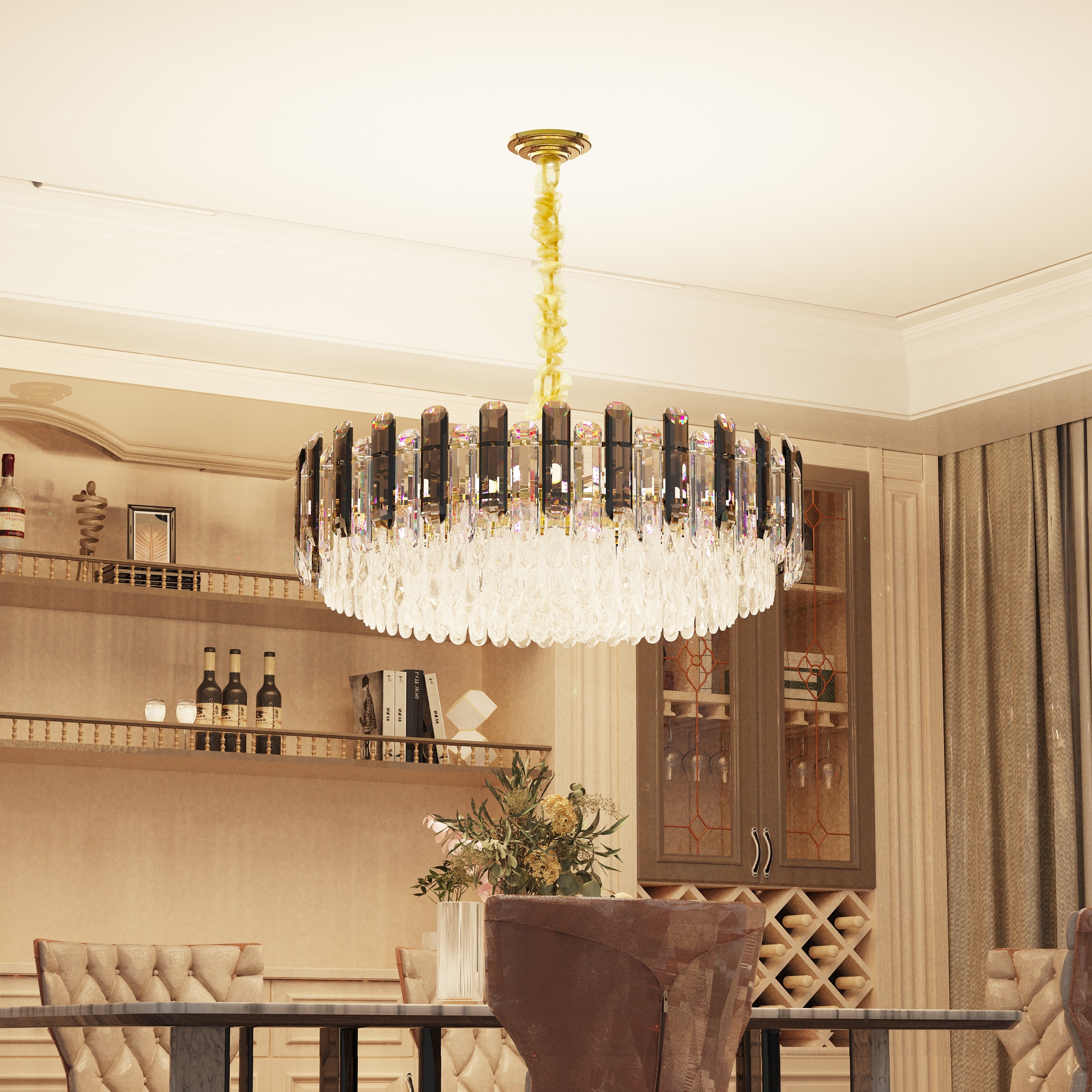 Modern Crystal Chandeliers Lighting Pendant Ceiling Lamp with 3 Colors - On  Sale - Bed Bath & Beyond - 36796219