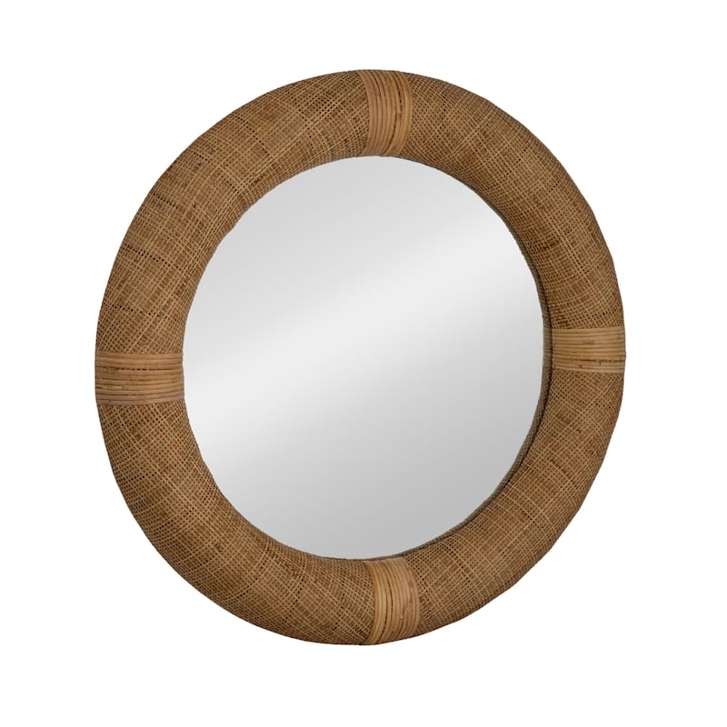 Handwoven Rattan Cane Wall Mirror - Natural