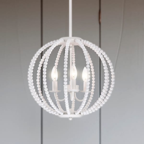 slide 2 of 11, Arni 16 Inch Pure White Beads Bohemian Pendant 3-Light