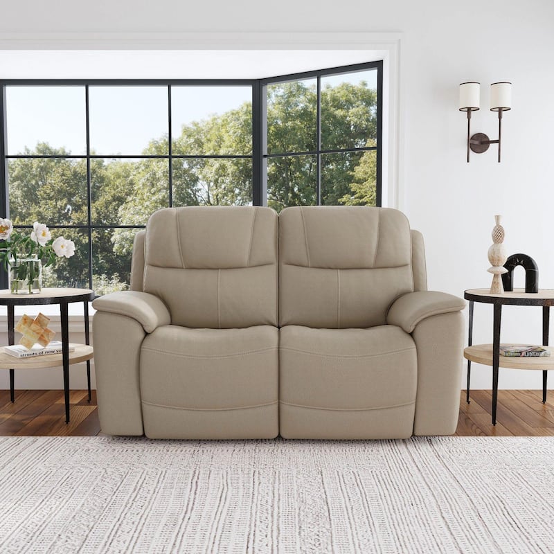 Crew Top Grain Leather Power Reclining Loveseat with Power Headrests & Lumbar