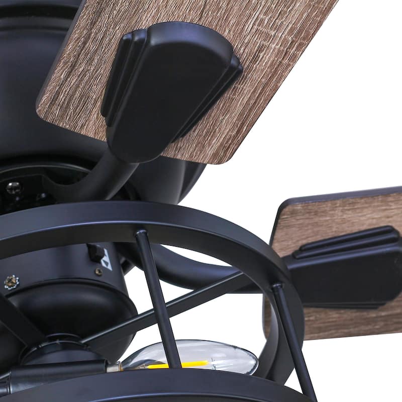 52-IN Flush Mount Black Ceiling Fan with Lights and Remote