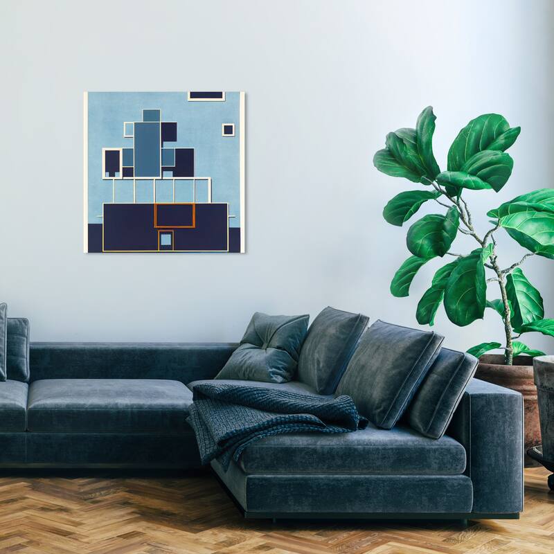 Wynwood Studio Abstract Front Facade Blue and Cream White Modern & Contemporary Wall Art Canvas Print - 30 x 30