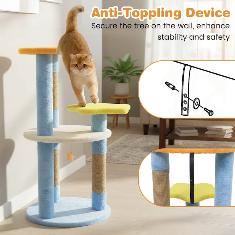 Costway 29” Cute Modern Cat Tree with Star & Moon Shaped Platforms, - See Details