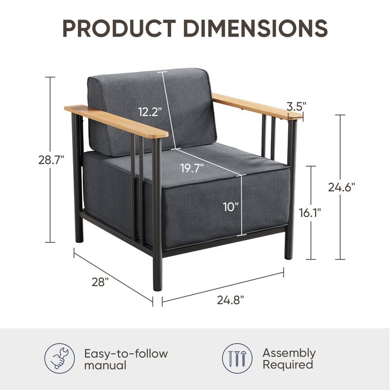 Puffin Metal Outdoor Lounge Chairs with 10-Inch Olefin Cushions (2-Pack)