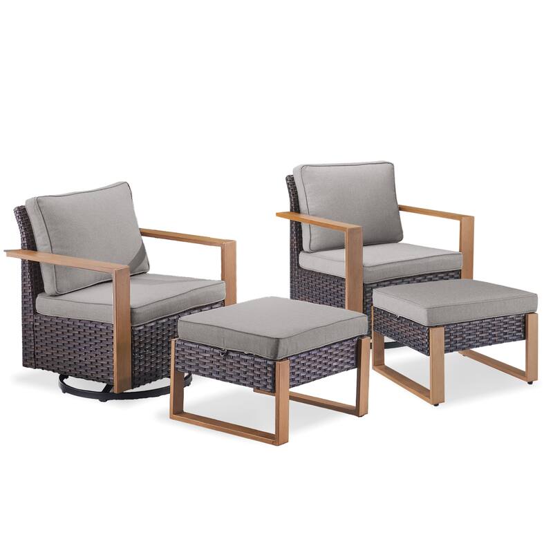 Gymojoy Outdoor Swivel Gliders Rocker Chairs with Ottomans