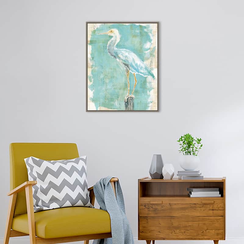 Coastal Egret II v2 by Sue Schlabach Framed Canvas Wall Art Print