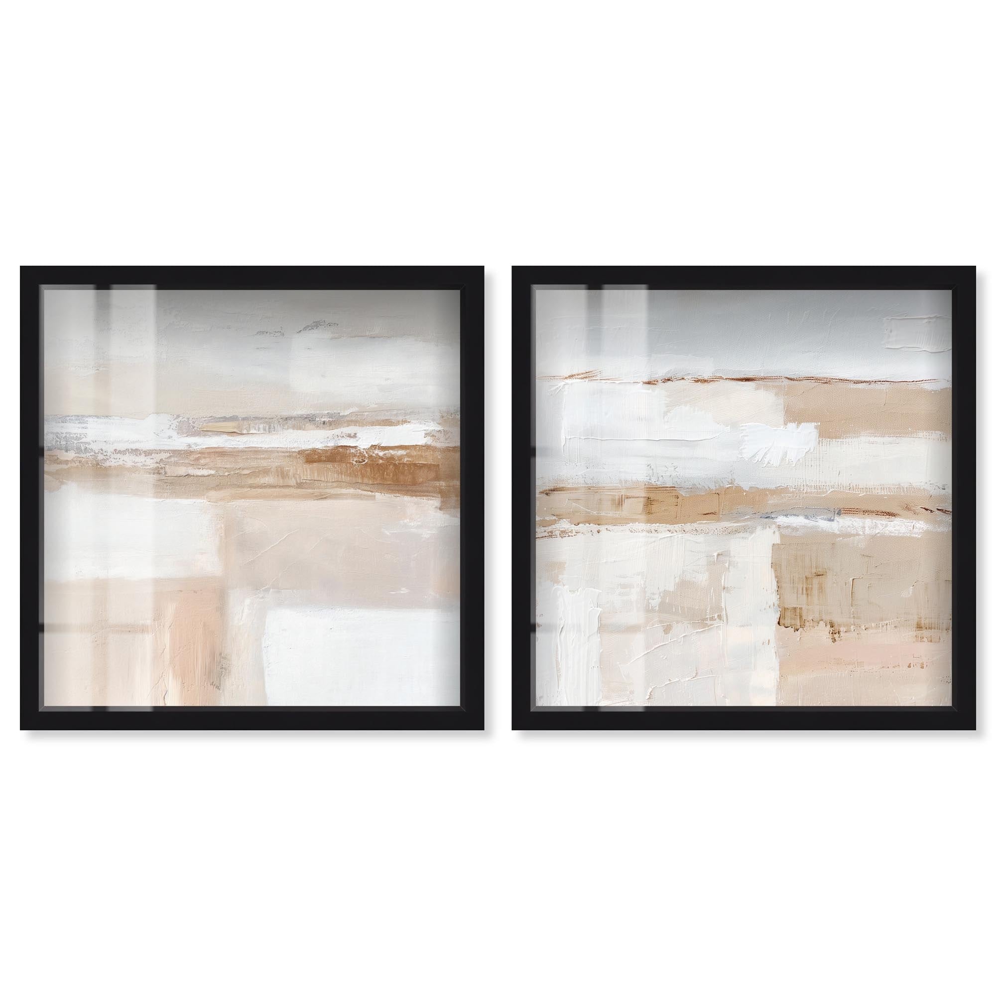 Neutral Harmony Abstract Art 2 Panel Set Shadowbox Print by Art Remedy