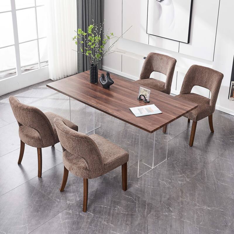 Wooden Dining Chairs Set of 2/4/6,Modern Fabric Upholstered Dining Room Chair Kitchen Chairs