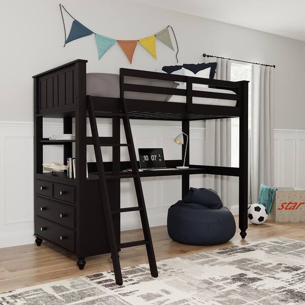 Hillsdale Furniture Lake House Twin Loft with Desk and Chest Bed Bath