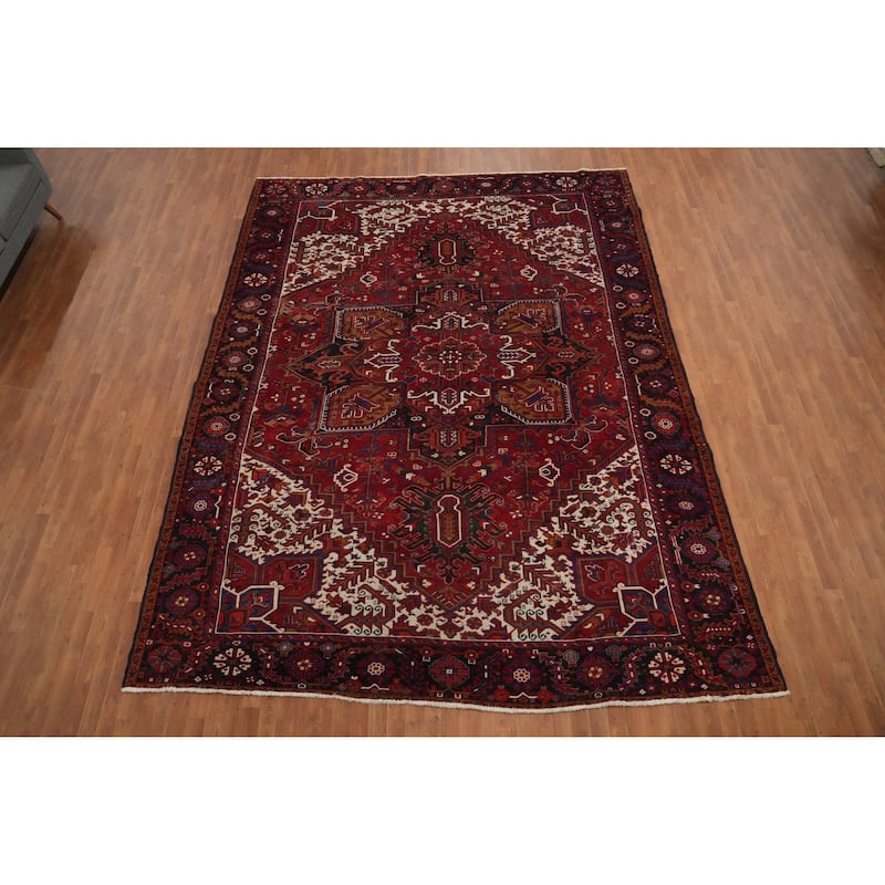 Hand Knotted Oriental 100% Wool Carpet Traditional Medallion Red Heriz Area Rug - 13' 0'' X 10' 0''