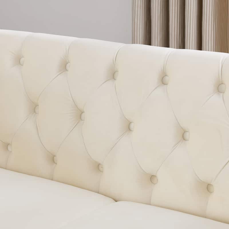 3-seater + 3-seater Combination sofa.Beige Velvet(W834S00063)