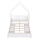 preview thumbnail 9 of 22, Wood Queen Size House Bed, Kids Platform Bed Frame with Guardrail Headboard, Modern Storage Bed with 2 Drawers