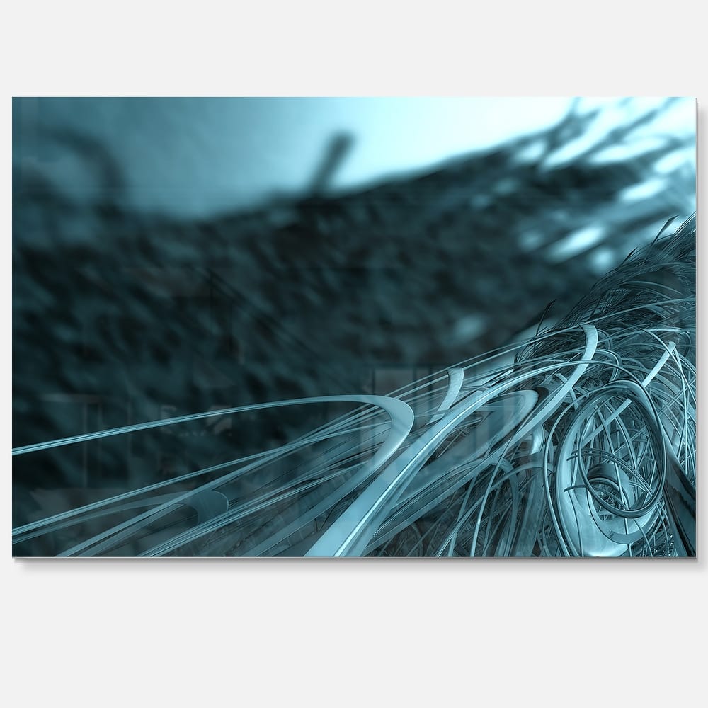 Fractal 3D Bottom Stripes - Abstract Art Glossy Metal Wall Art