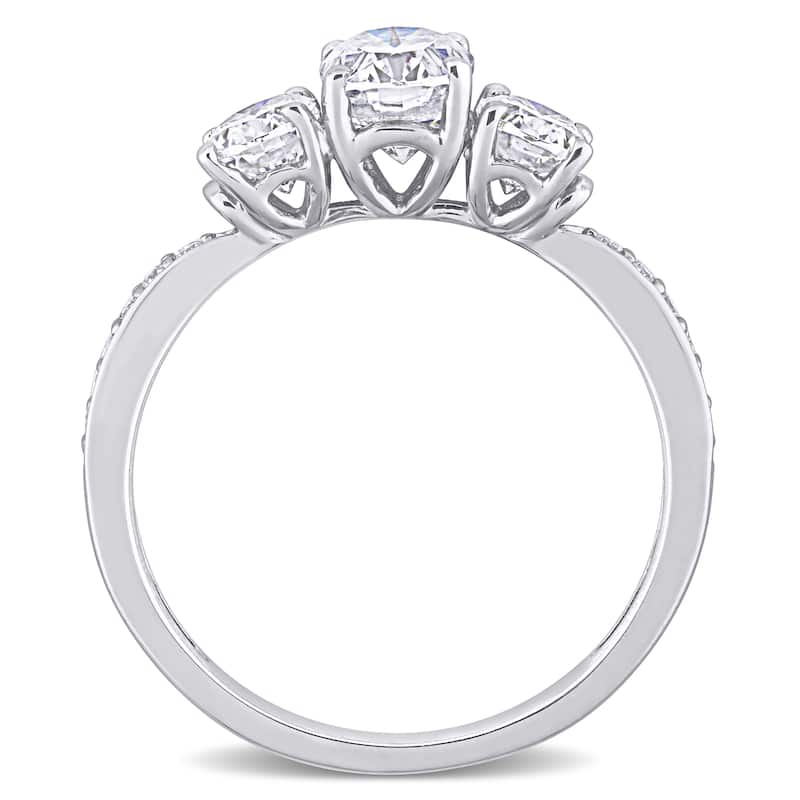 Miadora 1 4/5ct DEW Moissanite 3-Stone Engagement Ring in 10k White Gold