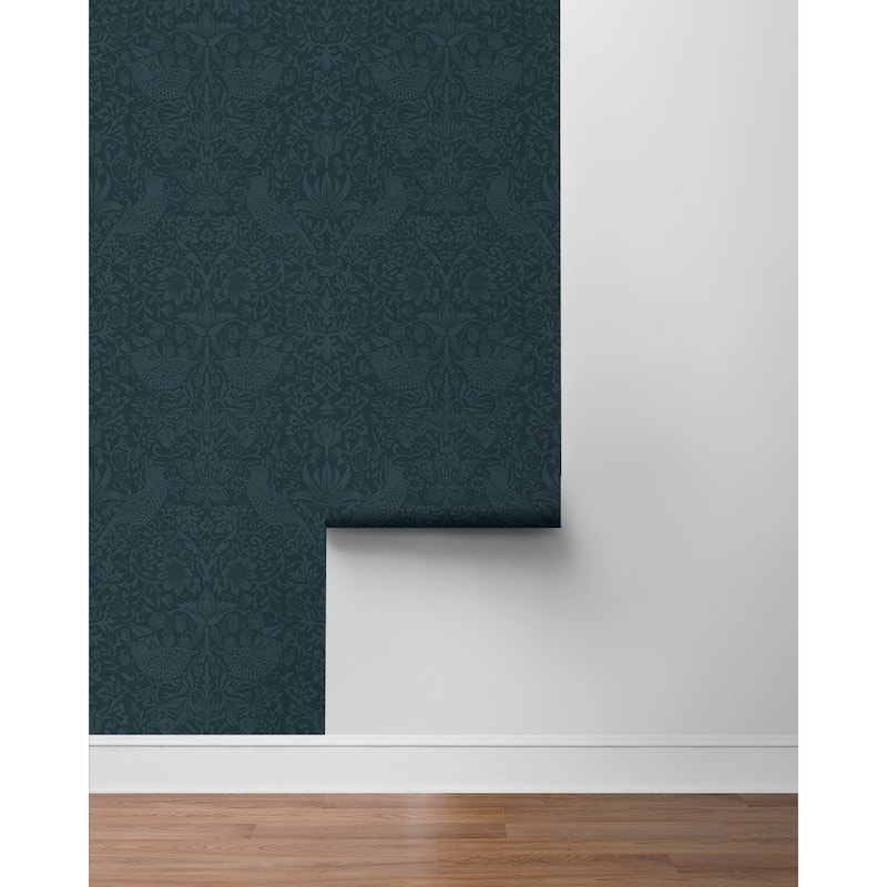 Seabrook Designs Tonal Bird Garden Prepasted Wallpaper