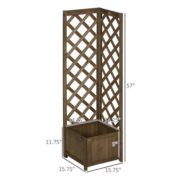 Outsunny Wooden Planter with Trellis, Rustic Corner Raised Garden Bed
