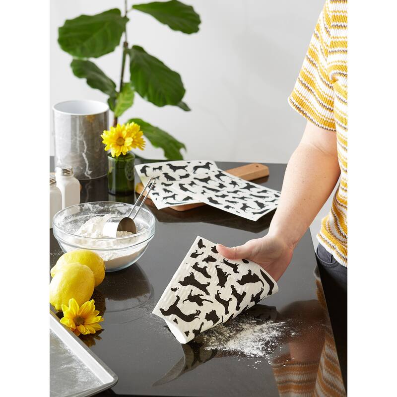 DII Black & White Swedish Dishcloth, 3 Piece