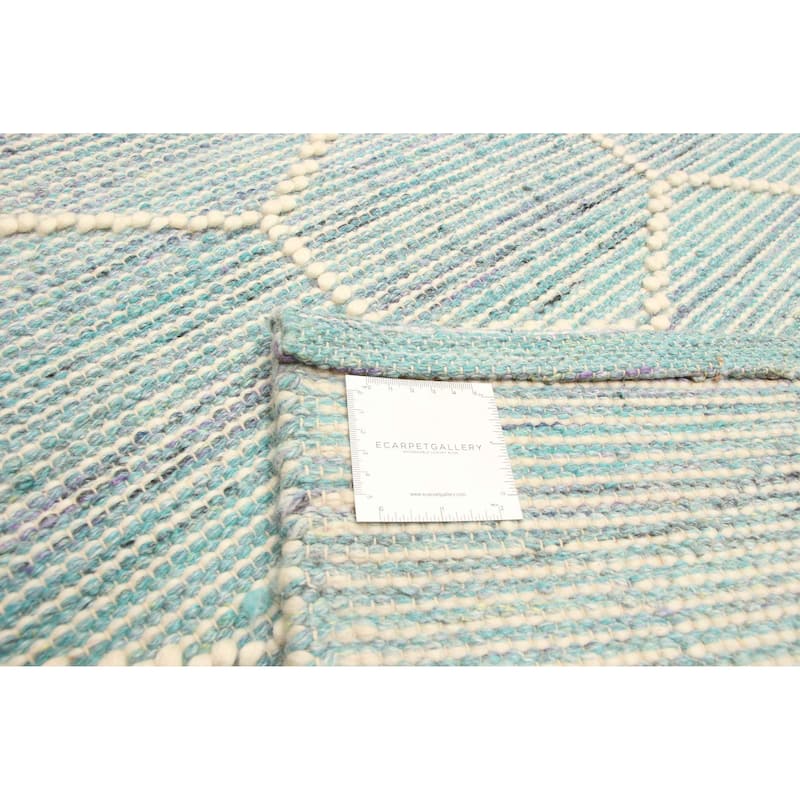 ECARPETGALLERY Braid weave Sienna Aqua Wool Rug - 5'4 x 7'7