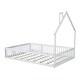 preview thumbnail 17 of 23, House Bed with Fence and Chimney Design, Floor Bed Frame with House-Shaped Headboard