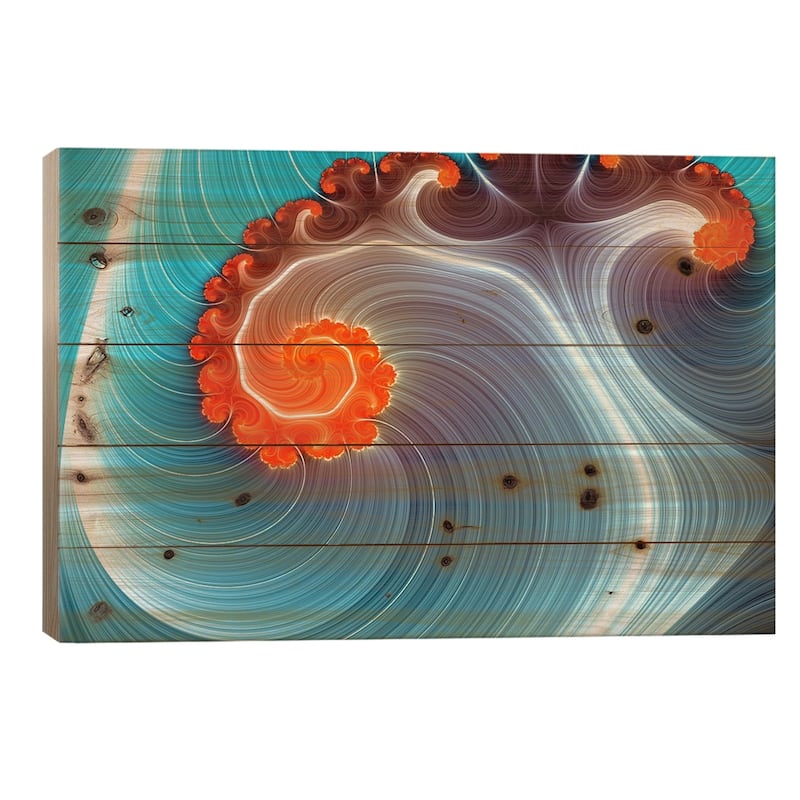 Blue Lagoon Print On Wood by Unknown Artist - Multi-Color - 18x26x1.5
