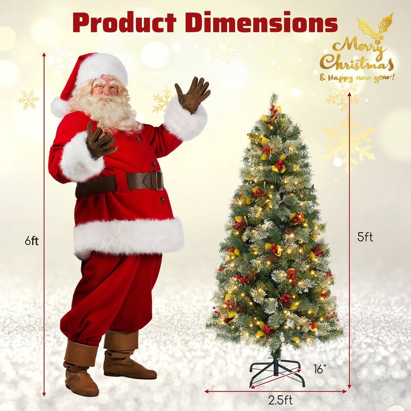 Gymax 5/7.5/9 FT Artificial Xmas Tree w/ 1416 Branch Tips 560 Warm