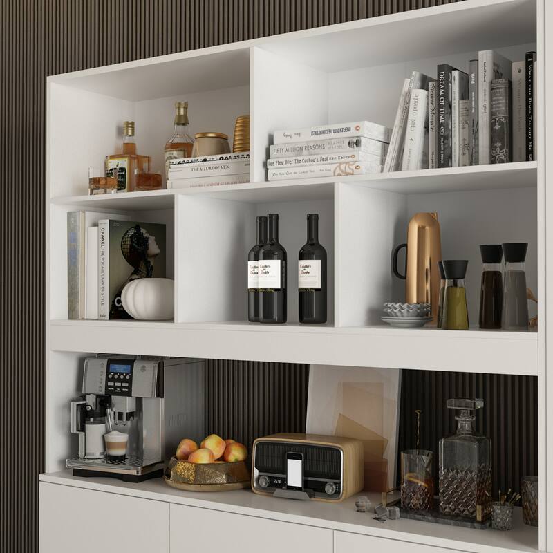 Timechee Combined Bookcase Kitchen Cabinet Display Cabinet Pantry
