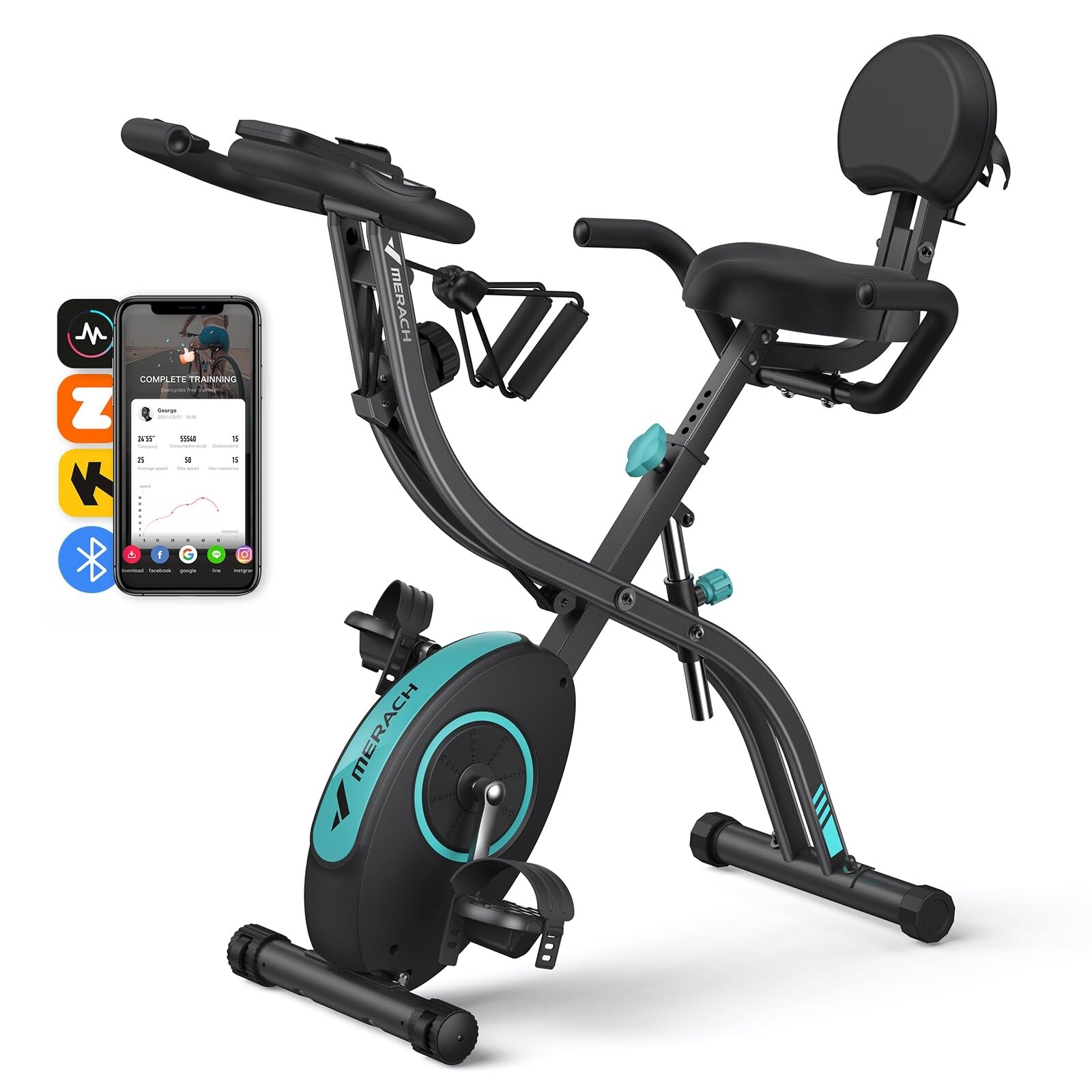 Folding Exercise Bike Magnetic Stationary Bike for Home with 16 Level Resistance Exclusive APP 300LB Capacity Seat Cushion Bed Bath Beyond 40334567