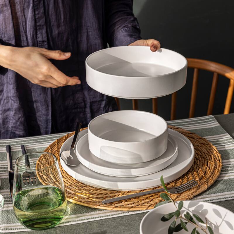 over&back Stackable 40oz Semi-Matte Stoneware Dinner Bowls