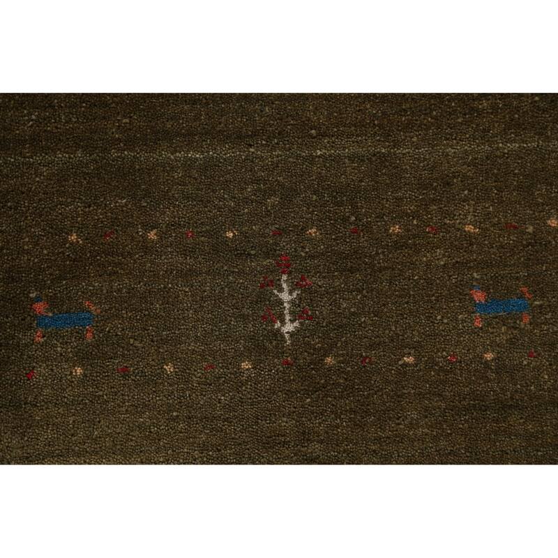 Hand Knotted Oriental 100% Wool Carpet Tribal Tribal Green Gabbeh Area Rug - 5' 3'' X 3' 0''