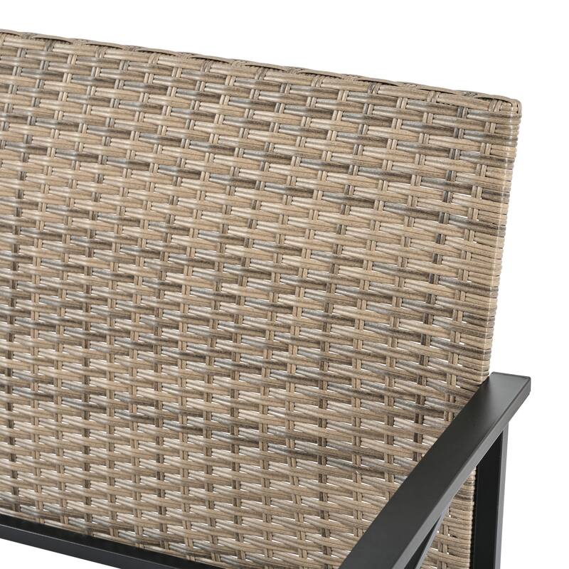 GDFStudio - Palermo 4-Piece Outdoor PE Wicker Patio Set with Cushions and Black Metal Coffee Table, Seats 4