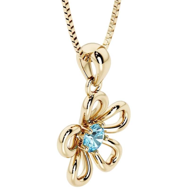 Oravo Gold Plated Sterling Silver Gemstone Flower Pendant