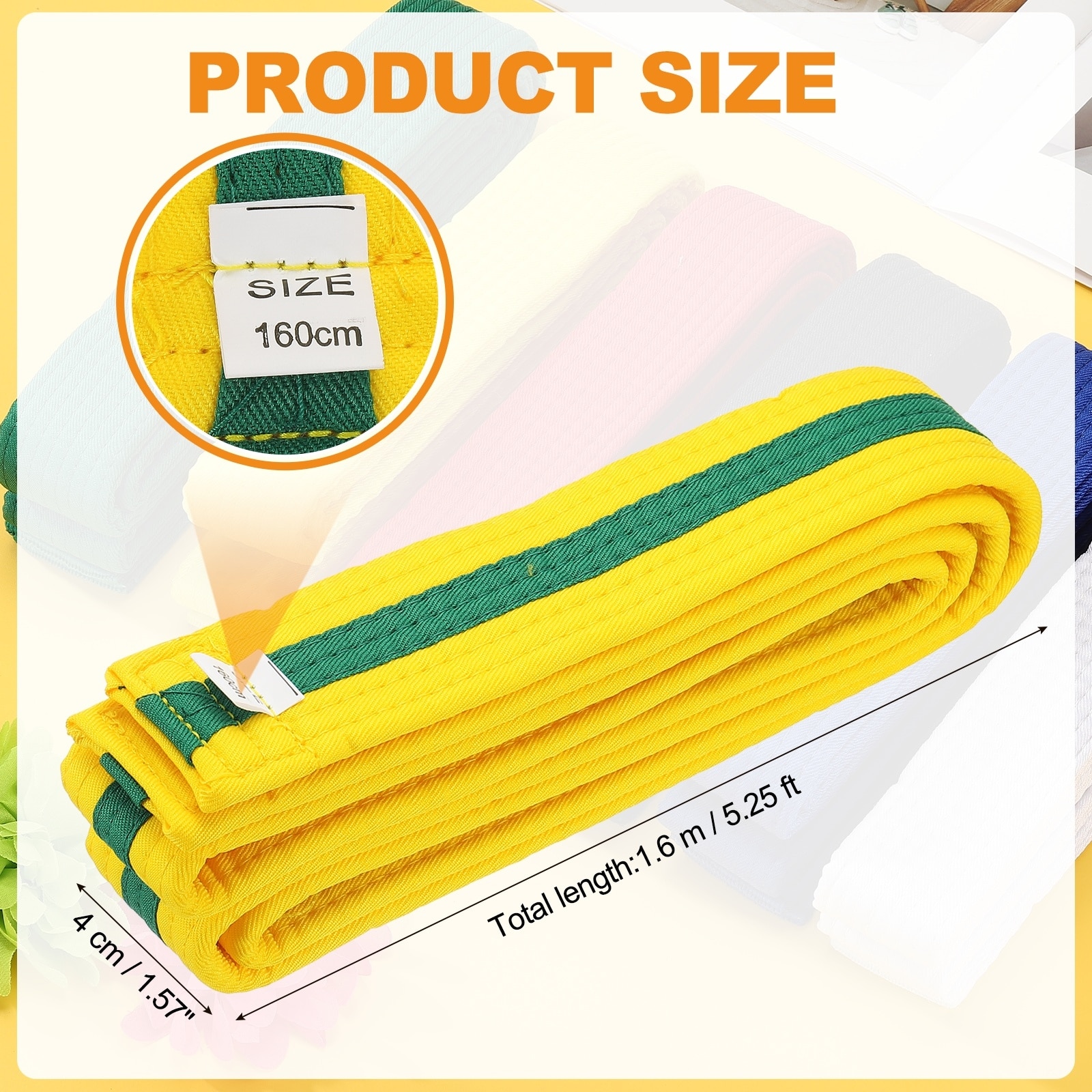 Karate Belt, Martial Arts Ranking Belts Solid Cotton Double-Layered Core Long Soft Uniform Training