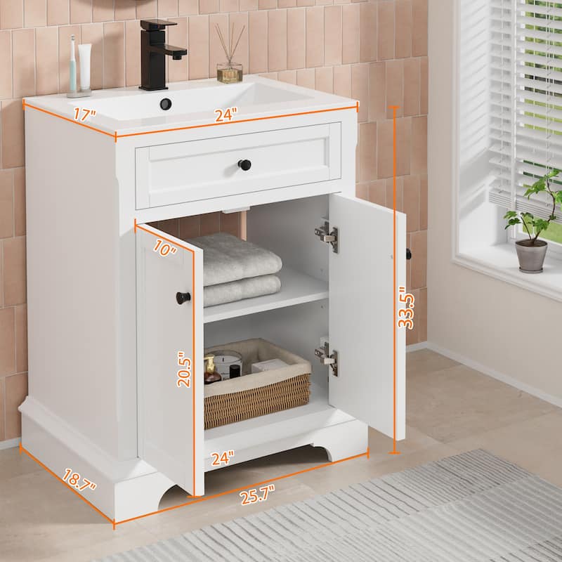 Retro Bathroom Vanity W/ Drop in Sink Combo Cabinet Set