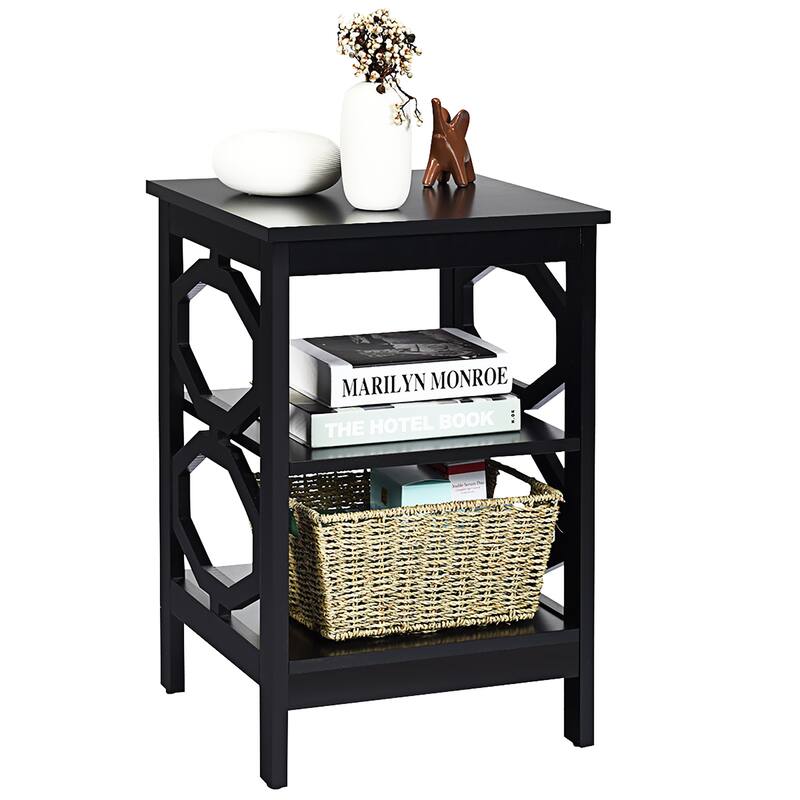Costway 3-tier Nightstand Sofa Side End Accent Table Storage Display