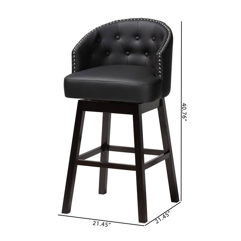 Traditional Faux Leather 30" Bar Stool by Baxton Studio