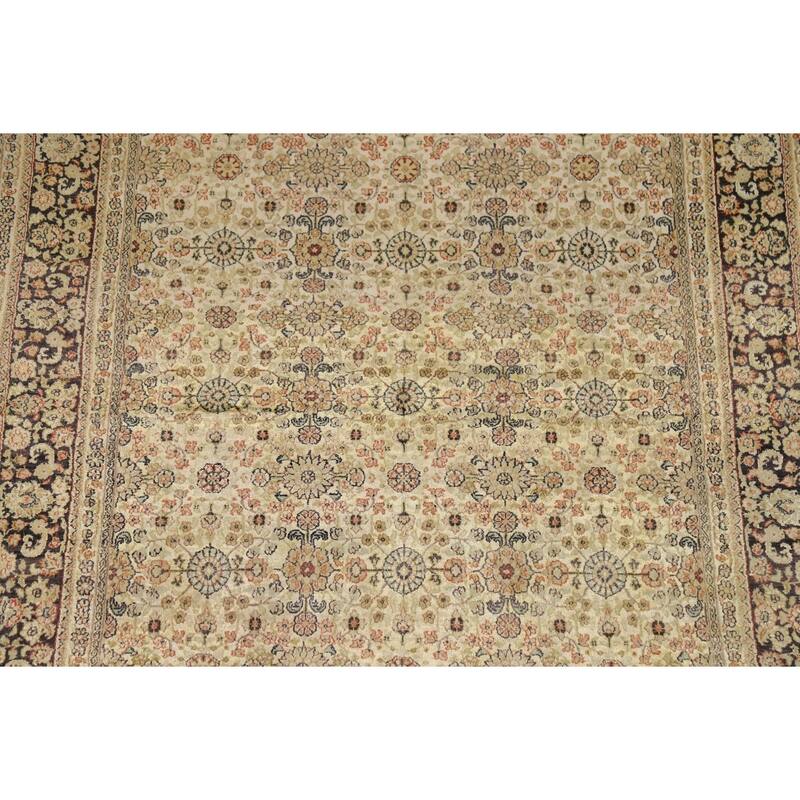 Pre-1900 Antique Silk Farahan Foyer Rug Hand-Knotted Wool Carpet - 4'0" x 6'0"