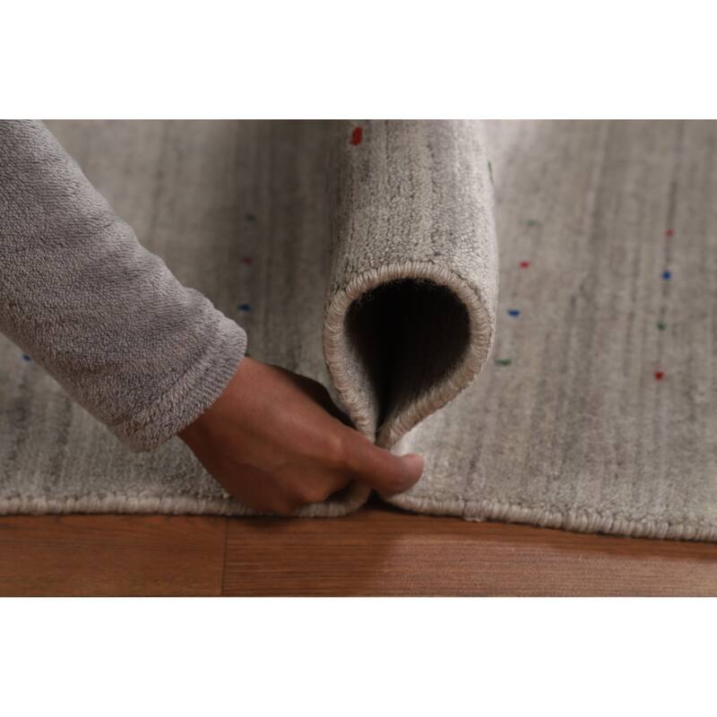 Tribal Gray Gabbeh Area Rug Handmade Wool Carpet - 7'11" x 12'1"
