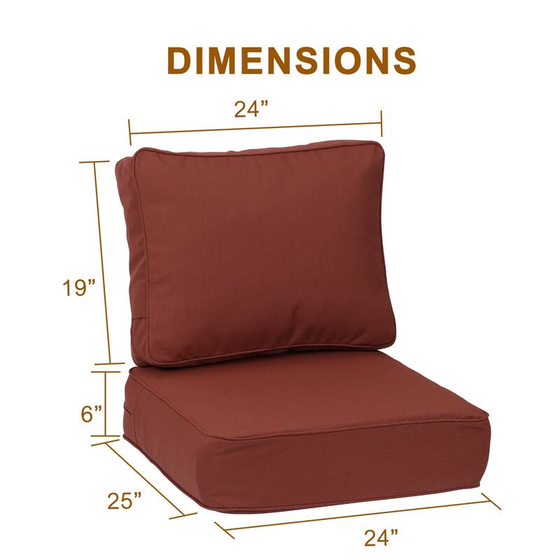 Aoodor 24x25x6 Inch Outdoor Patio Chair Cushions Set, Weather-Resistant Sunbrella Fabric Outdoor Cushion - 24"x25"