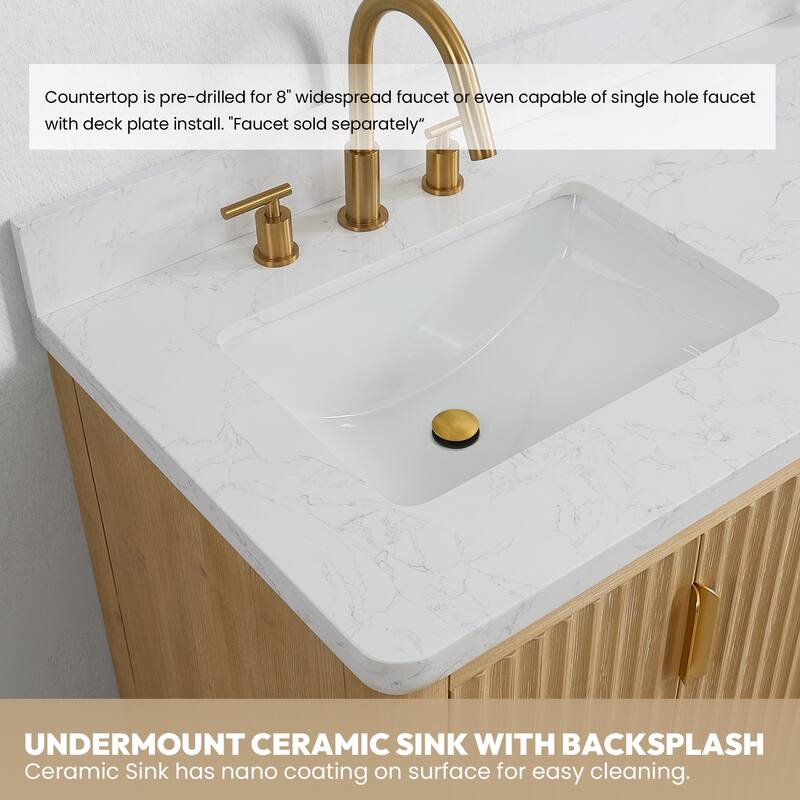 Cadiz Bath Vanity with Composite Stone Top and Mirror